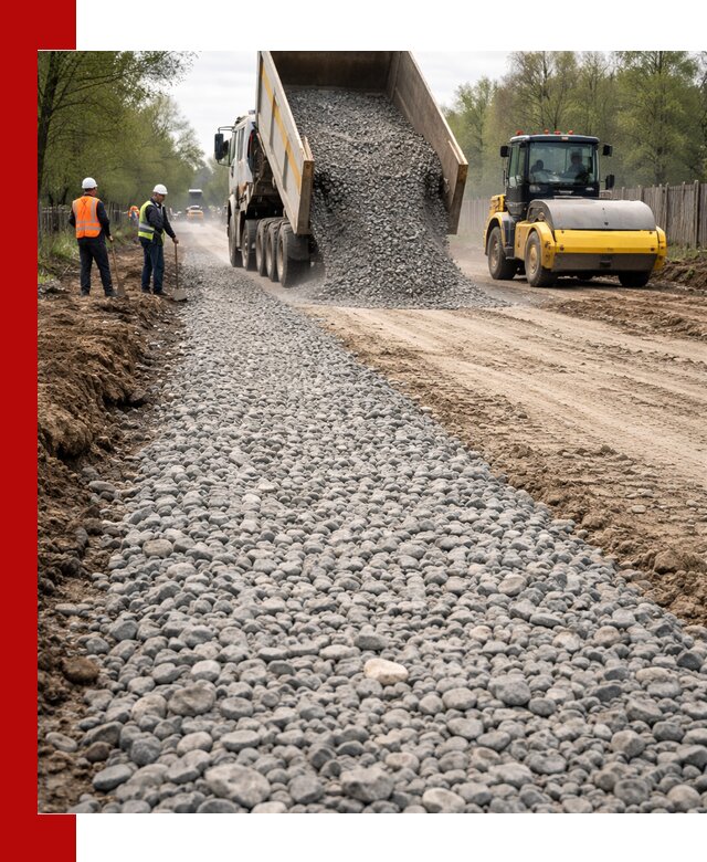 Доставка щебня для отсыпки дорог в Старой Руссе высокого качества