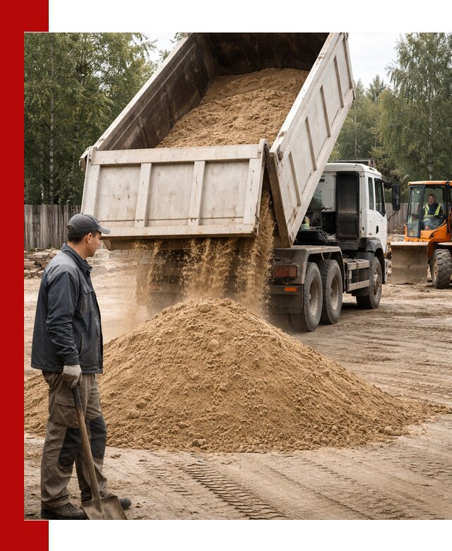 Доставка и продажа песка с разгрузкой в Старой Руссе