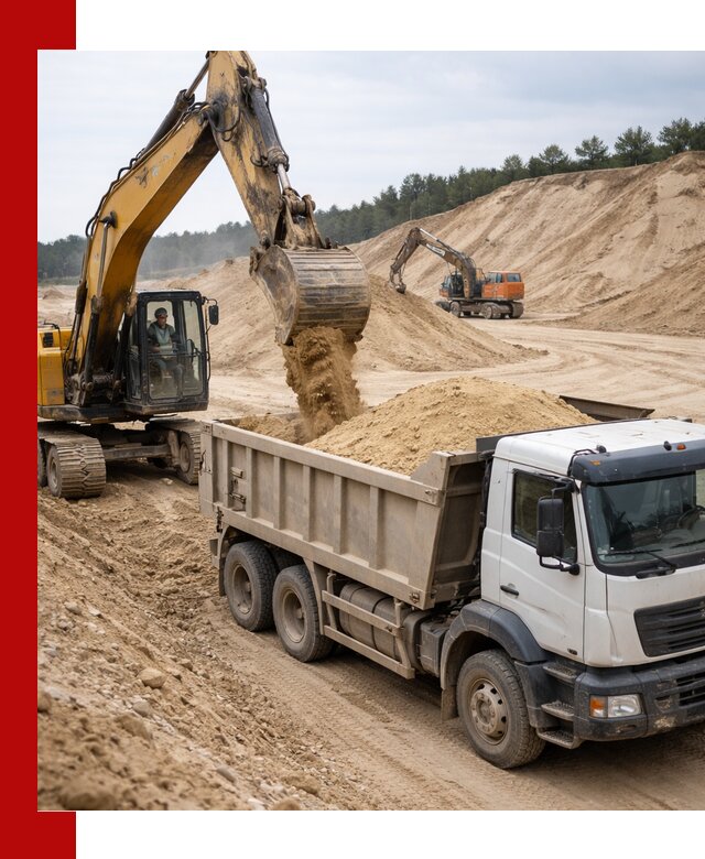 Доставка карьерного песка с самосвалами и разгрузкой в Старой Руссе