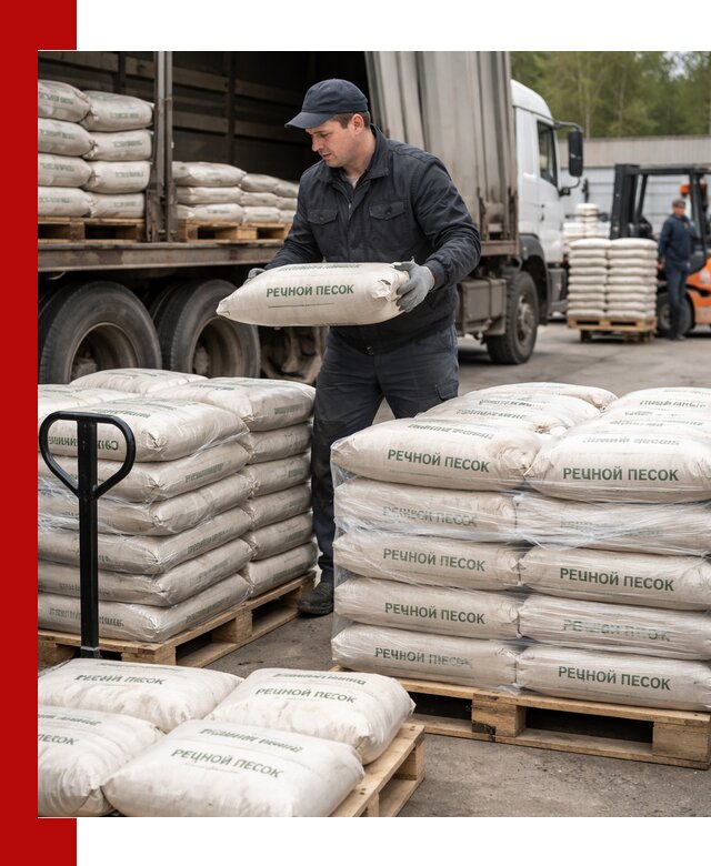 Речной песок в мешках с доставкой в Старой Руссе