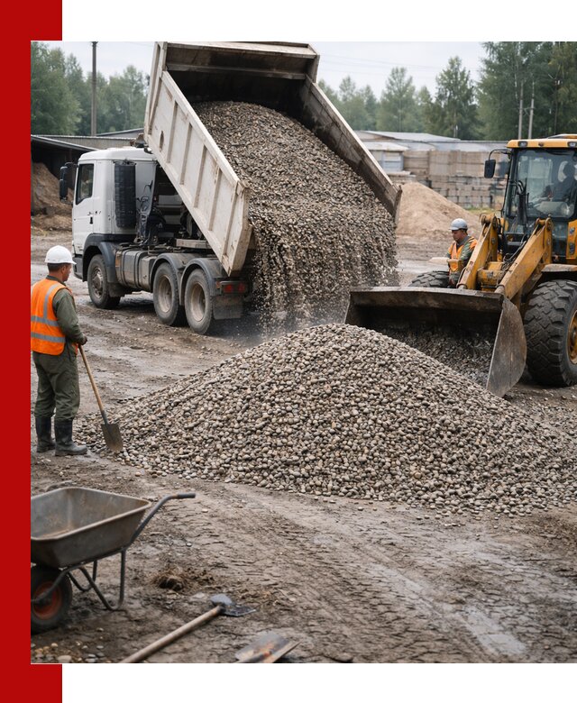 Мытый гравий с доставкой в Старой Руссе от карьера до участка