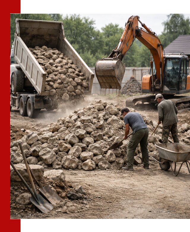 Доставка и разгрузка бутового камня в Старой Руссе