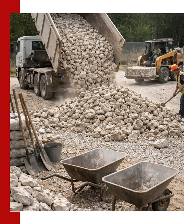 Доставка и продажа бутового известнякового камня в Старой Руссе