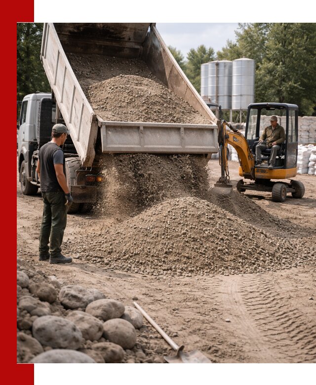 Доставка ПГС С3 в Старой Руссе самосвалами и миксерами