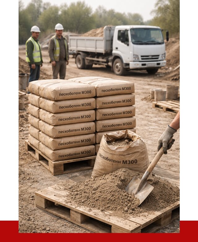 Пескобетон М300 в Старой Руссе с доставкой от 4738 р. за куб | ПРОНЕРУДСрс