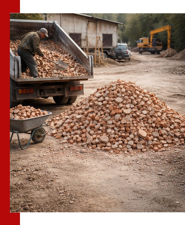 Доставка и подушка из боя кирпича с разгрузкой в Старой Руссе