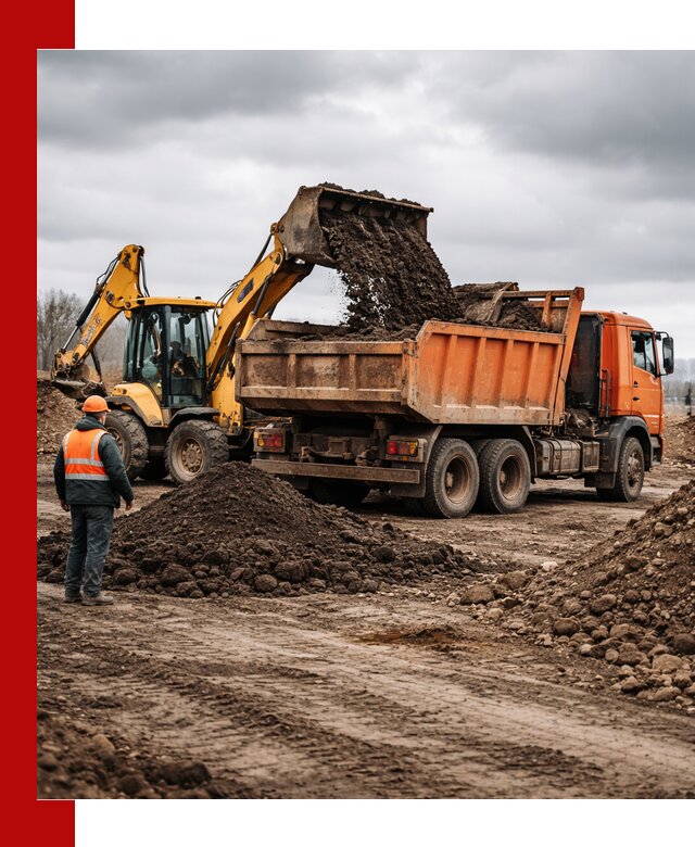 Вывоз грунта и строительного мусора в Старой Руссе грузовыми самосвалами