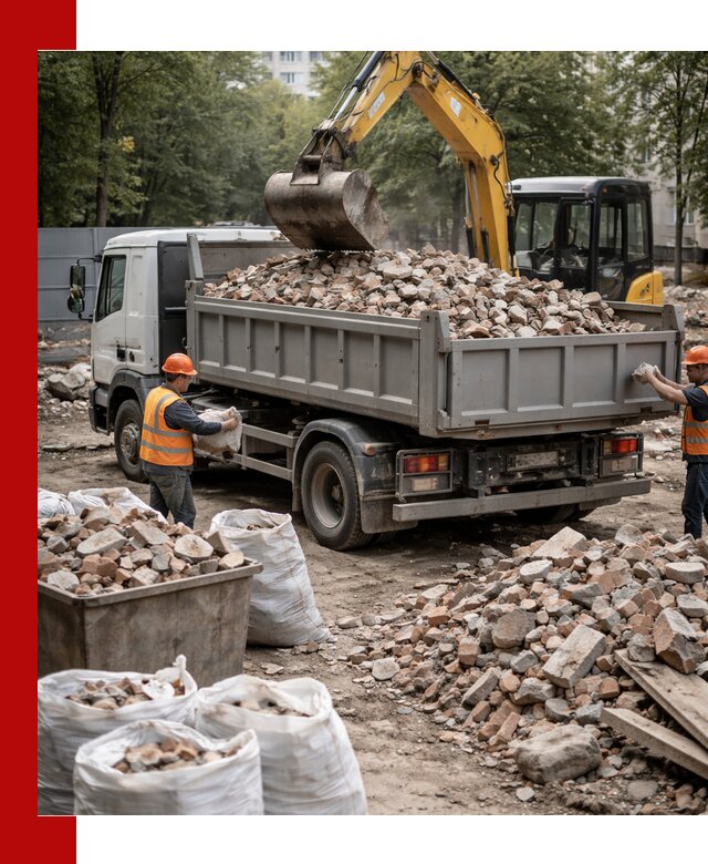 Вывоз строительного мусора в Старой Руссе с самосвалами и контейнерами